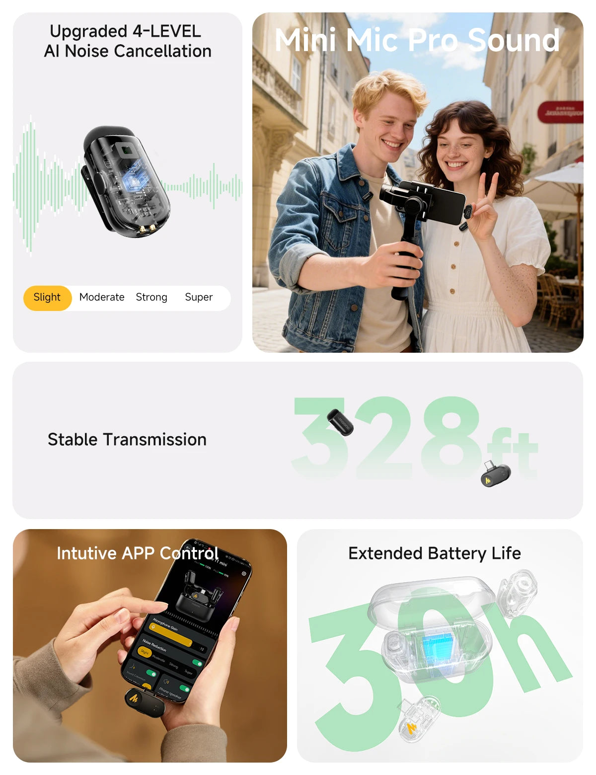 Wireless Lapel Microphone T1 mini AI Noise Cancelling Mini Lavalier Mic for Video Streaming Phone