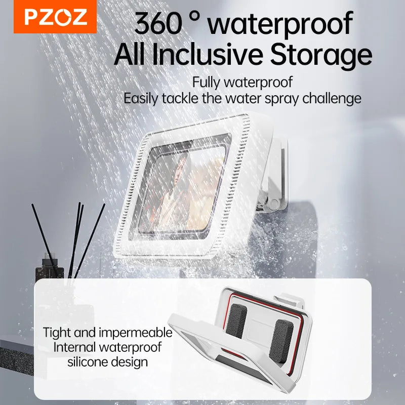 Waterproof Rotating Shower Wall Phone Holder for 4–7 Inch Devices Anti-Fog Bathroom Mount Case