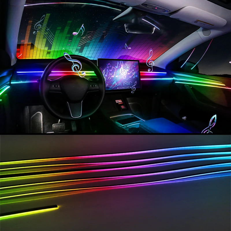 RGB Interior Ambient Car Light Strip with 64 Colour Acrylic LED Symphony Effect