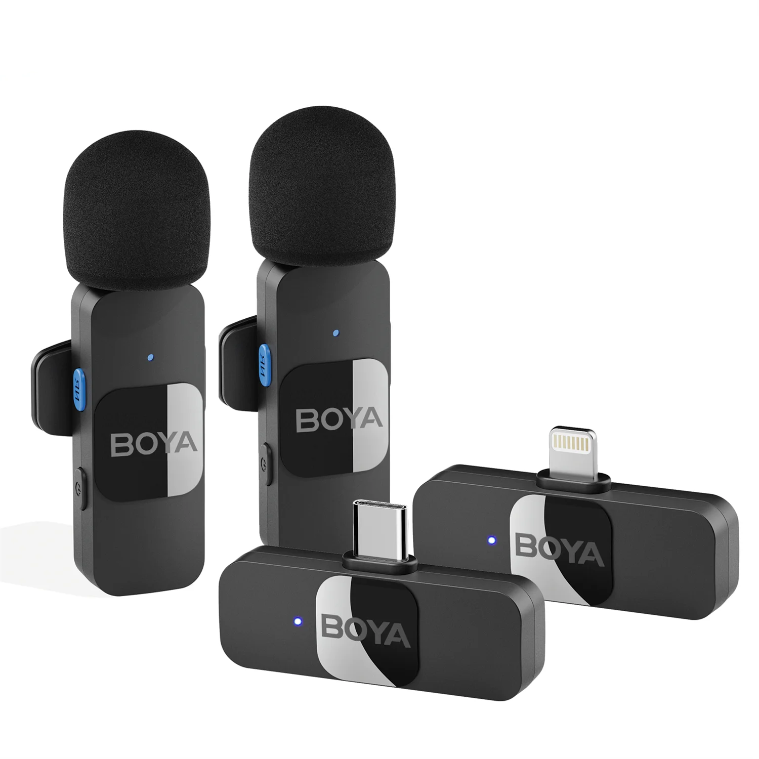 BOYA BY-V Wireless Lavalier Microphone for iPhone Android USB-C Devices Vlogging Recording Streaming