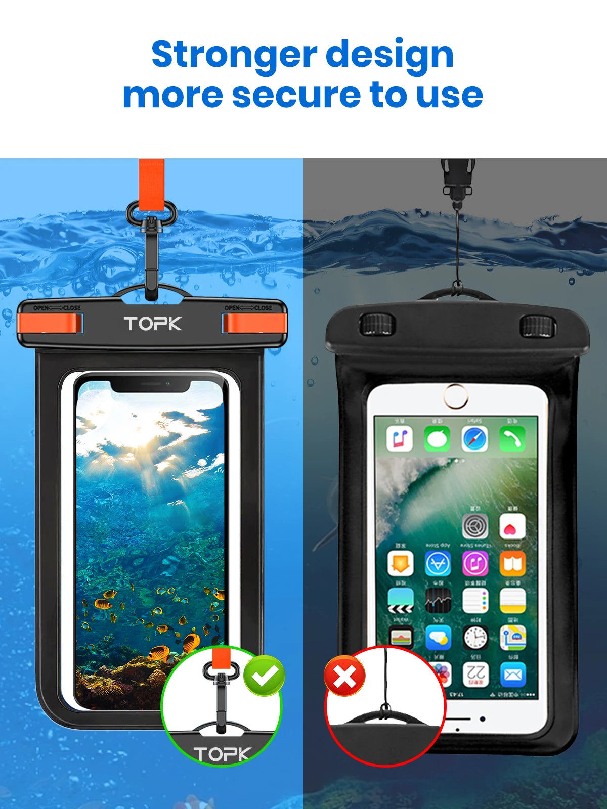 Waterproof Phone IPX8 Universal Dry Bag Clear Touch Windows, Secure Lock for Travel & Water Sports
