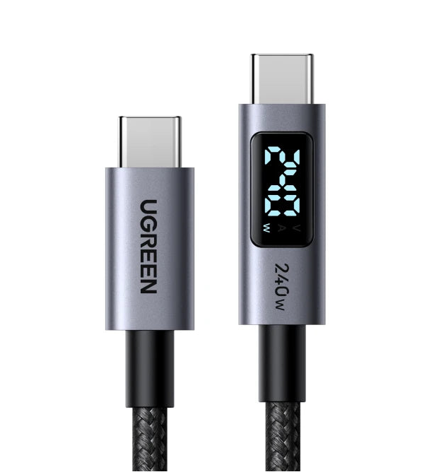 240W USB-C Cable PD3.1 Type-C Fast Charging Cord with LED Display for MacBook iPhone 17 Samsung