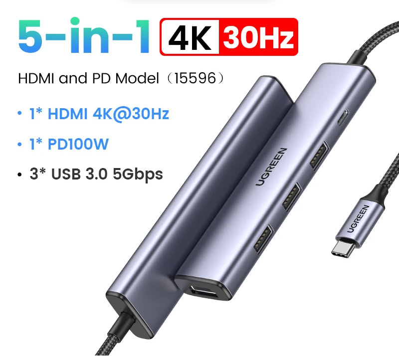 Dual HDMI USB-C Hub 10-in-1 Dock with 8K HDMI Gigabit Ethernet 100W PD USB Card Reader