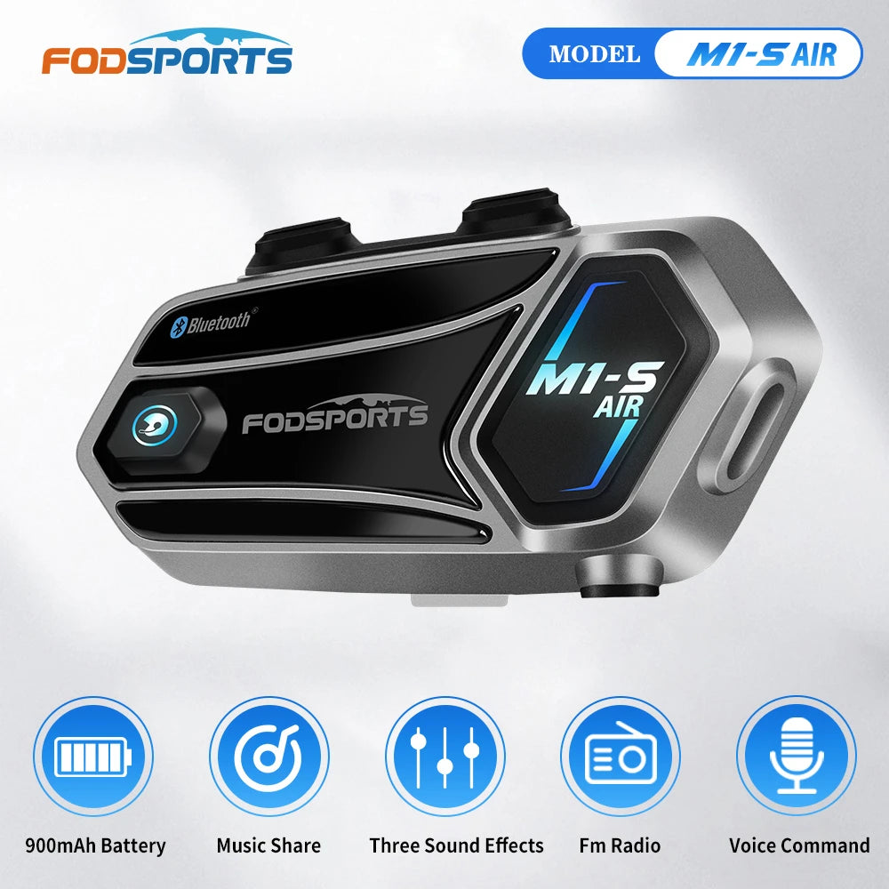 Motorcycle Helmet Bluetooth Intercom Headset with FM Radio Noise Reduction and Long Battery Life