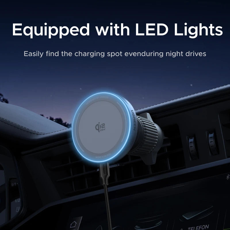 Qi2 25W Magnetic Wireless Car Charger Stand for iPhone 17 16 15 Pro Max Fast Charging