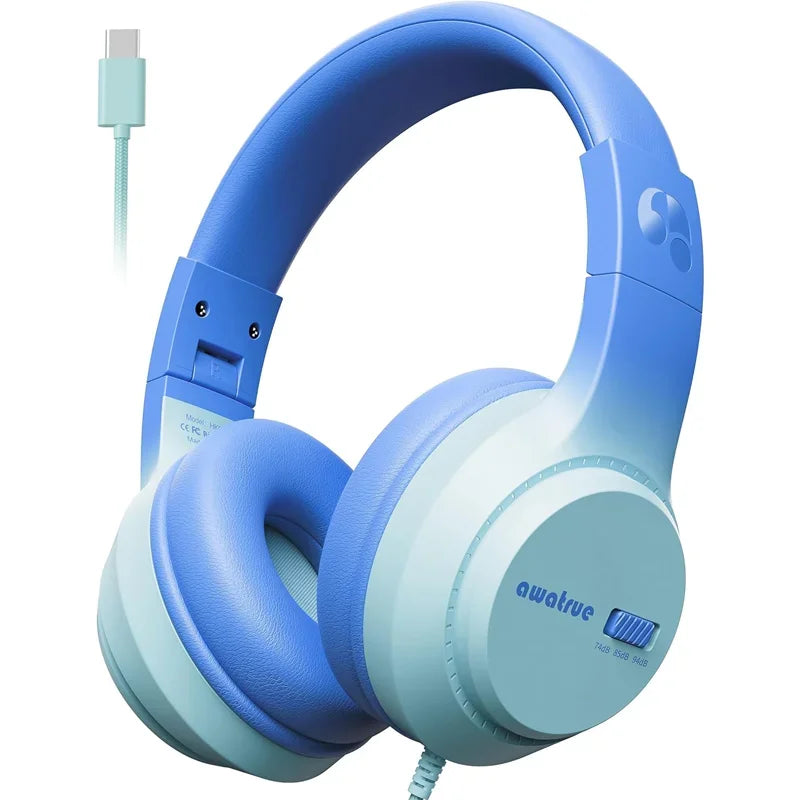 Children’s Wired Headphones with Microphone and Volume Limiter for Safe and Clear Listening