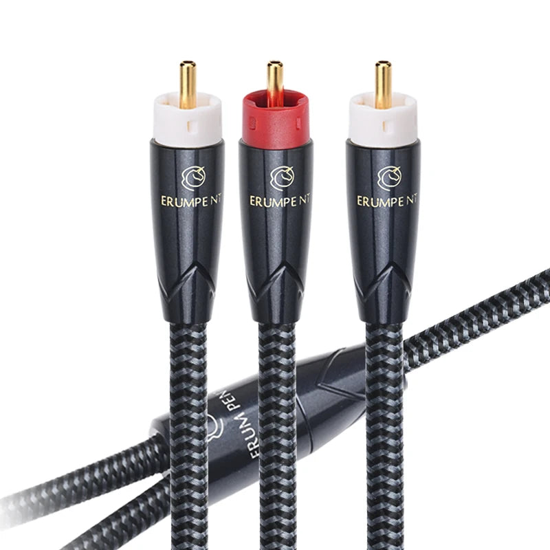 Premium OCC Copper RCA to Dual RCA Subwoofer Y Cable for Amplifier and Speaker Connection