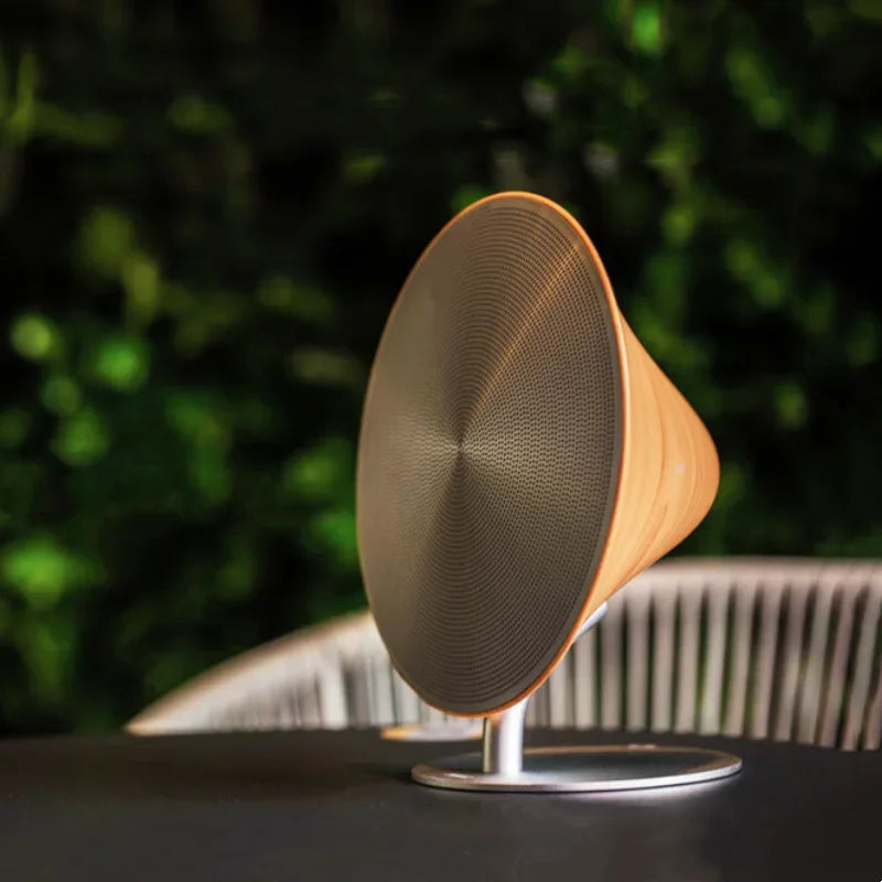 Retro Wooden Portable Bluetooth Boombox Speaker with Deep Bass and Touch Controls for Home & Office