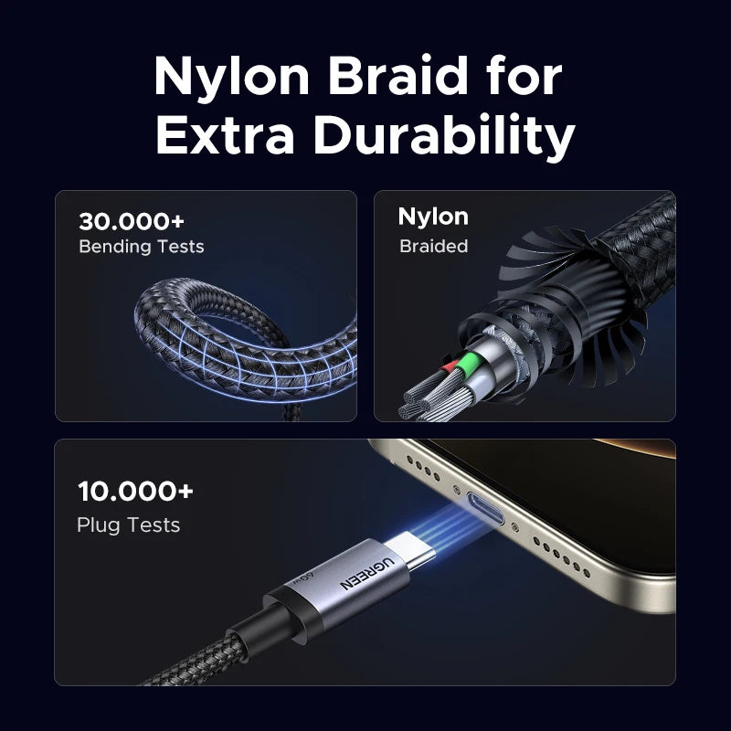 USB-C to USB-C 60W Fast Charging Data Cable for iPhone Samsung iPad MacBook Laptop