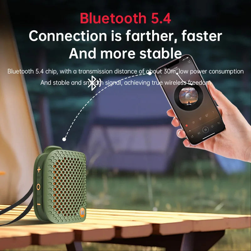 Magnetic Clip-On Mini Wearable Portable Waterproof Bluetooth Speaker with Bass and Built-in Mic