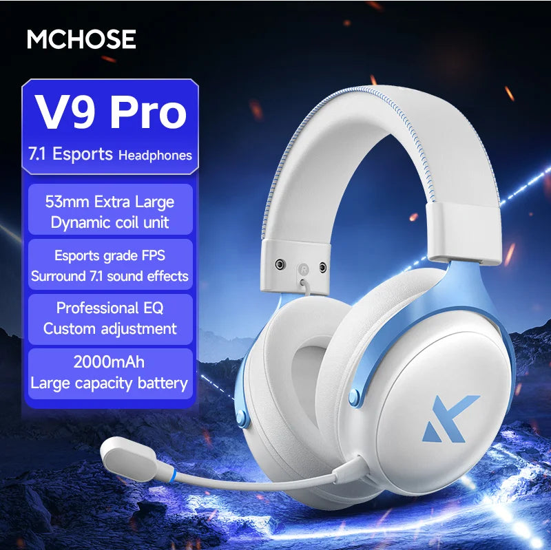 MCHOSE V9 Pro Wireless Gaming Headphones Bluetooth 5.3 with 7.1 Surround and 250Hr Battery