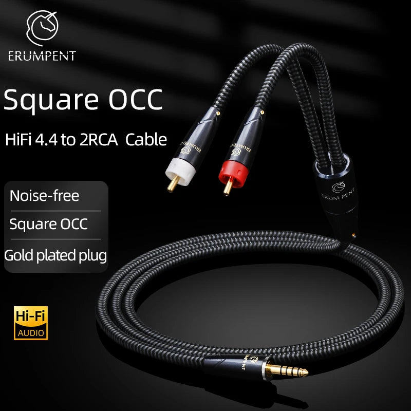 Premium 4.4mm Balanced to 2RCA OCC Audio Cable for Home Amplifiers and HiFi Systems