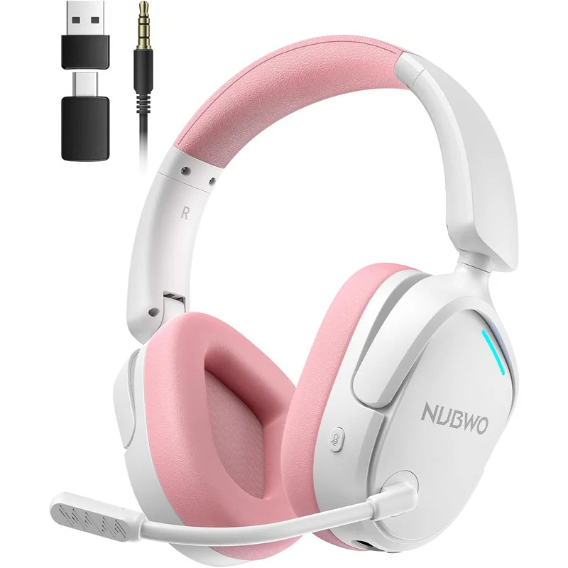 Wireless Gaming Headset with Dual 2.4G and Bluetooth Connection and Noise Cancelling Microphone