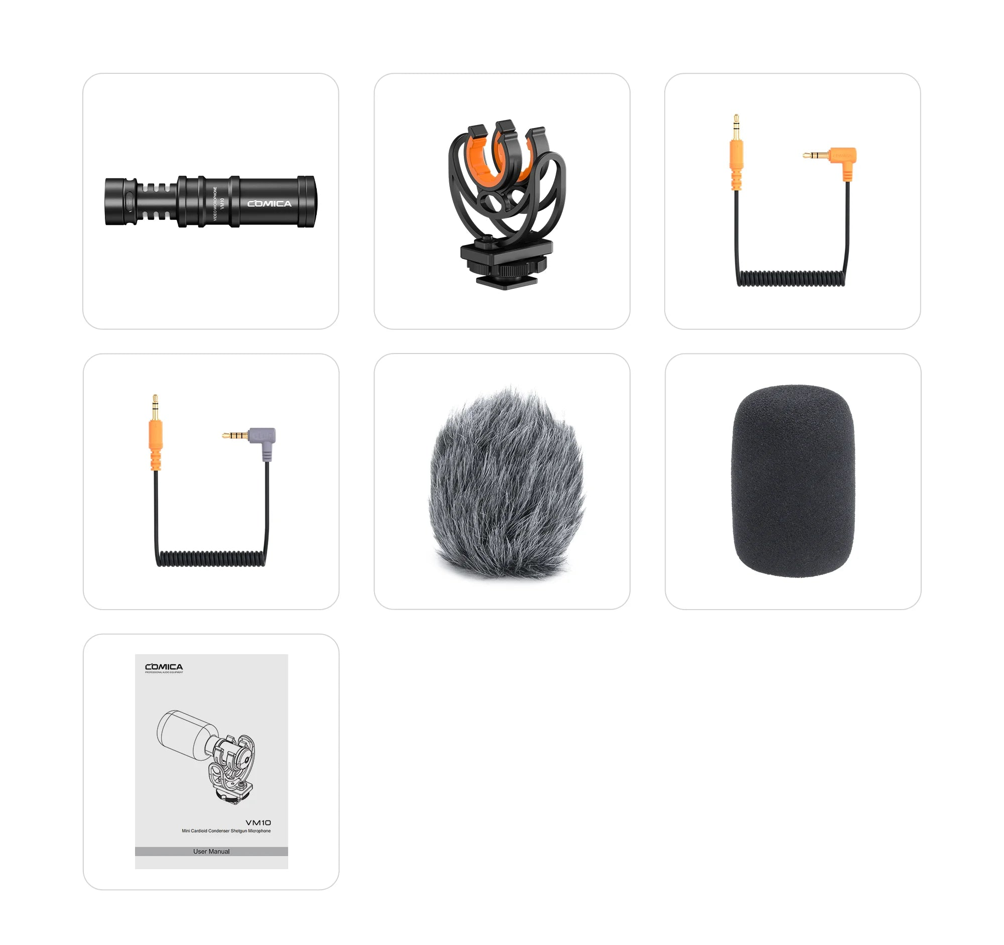 Mini Cardioid Condenser Shotgun Microphone Plug and Play for Smartphones and Cameras