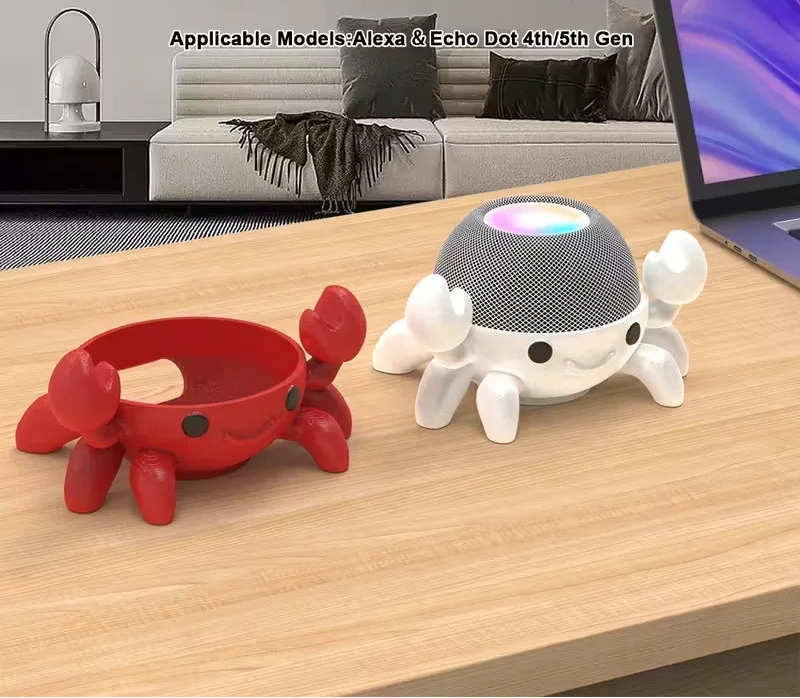 Crab Shaped Smart Speaker Stand for Echo Dot 4th and 5th Gen Home and Office Desk Accessory