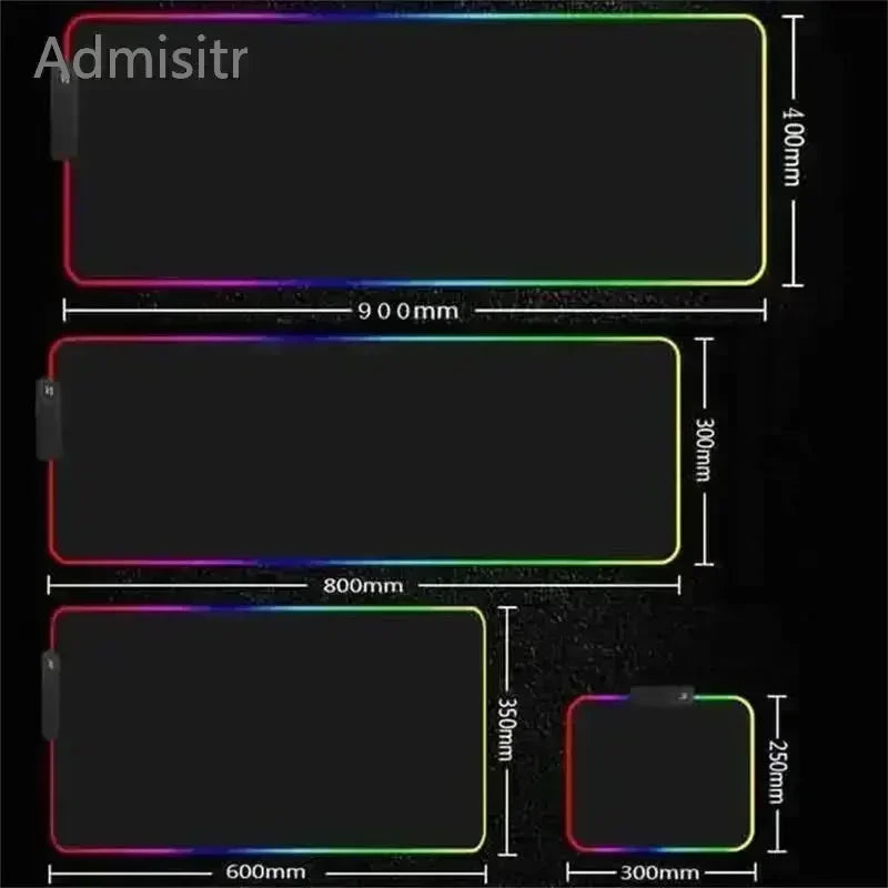 Oversized RGB LED Gaming Mouse Pad Non Slip Waterproof Desk Mat Multiple Sizes for PC Setup