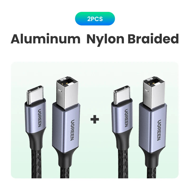 USB-C to USB-B 2.0 Printer Cable 480Mbps for MacBook Laptop Printer Scanner Data Cord