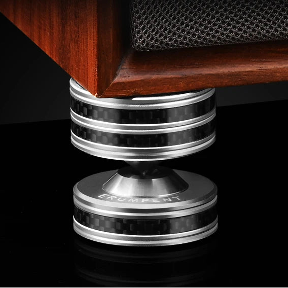 HiFi Speaker Isolation Spikes and Carbon Fibre Floor Mats for Amplifiers and Audio Systems