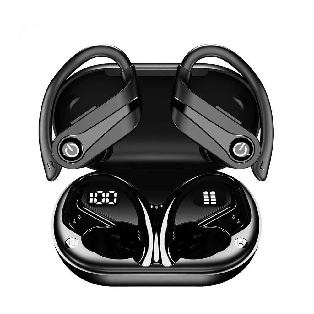 Wireless TWS Earbuds with Ear Hooks Bluetooth 5.3 IPX7 Waterproof Long Battery for Sport Running