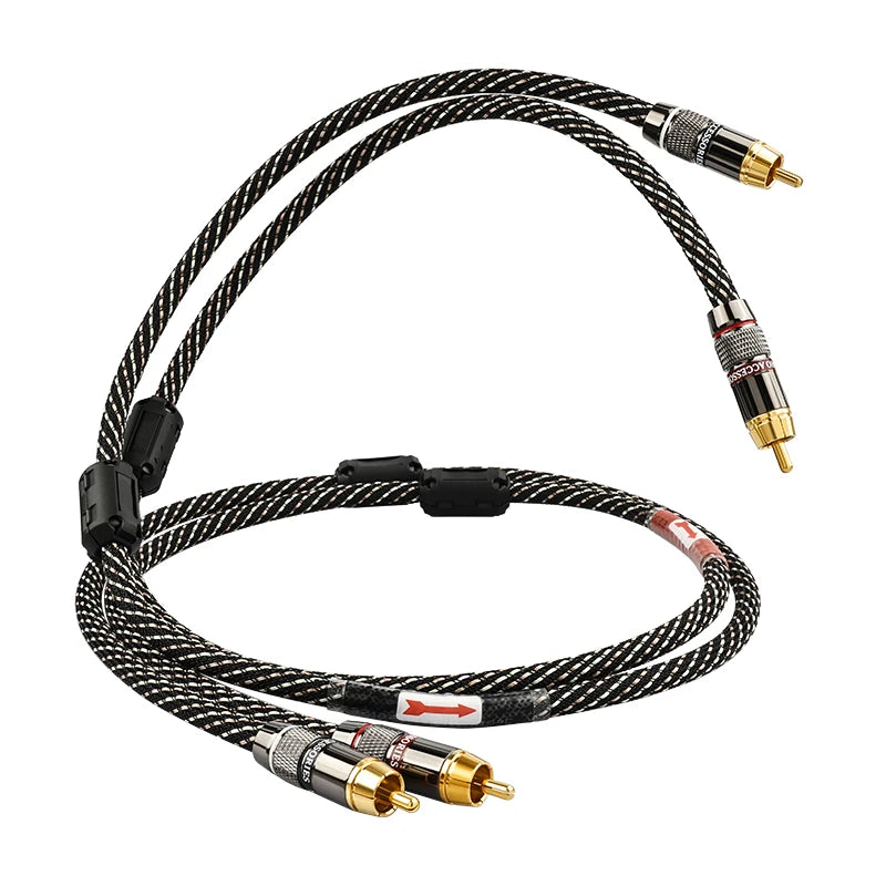 6N OFC HiFi RCA to RCA Audio Cable Gold Plated Plugs for CD Amplifier TV Systems