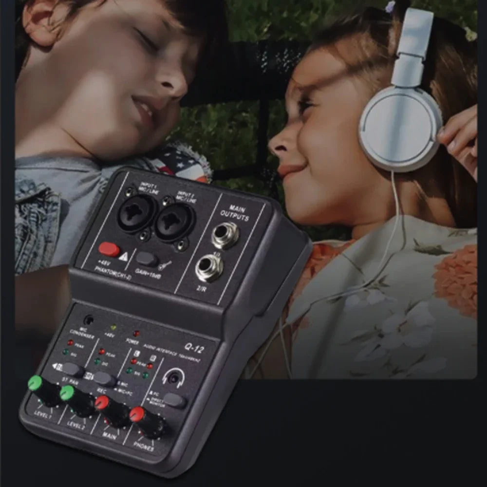 2 Channel Portable USB Audio Interface Mixer for Studio Recording and Live Performance