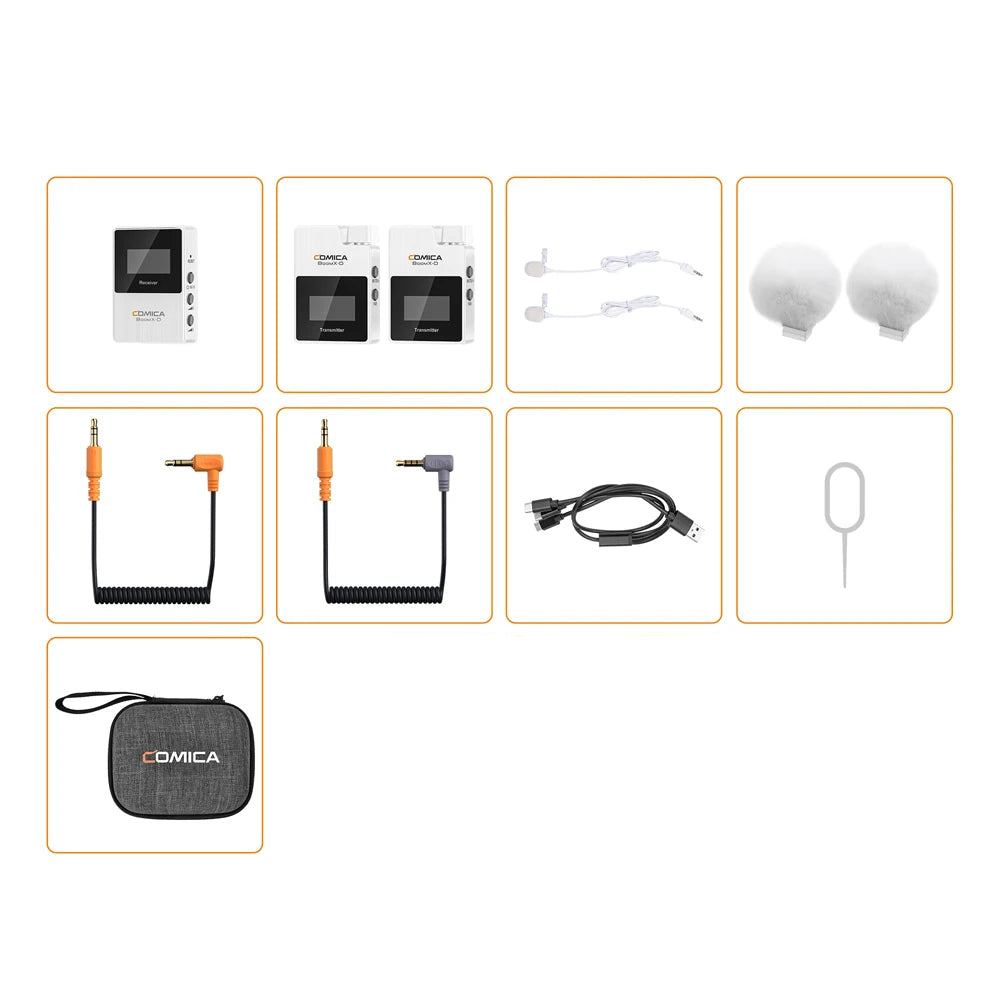 Dual Channel Wireless Lavalier Microphone Set with 2.4G Connectivity for Camera and Smartphone Audio