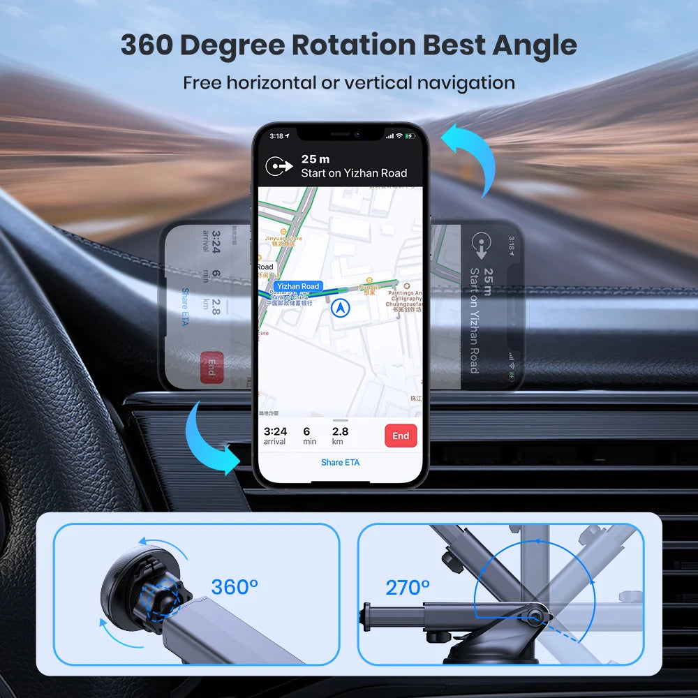 Universal 2-in-1 Magnetic Car Phone Holder, N52 Strong Magnet Mount for Dashboard & Air Vent