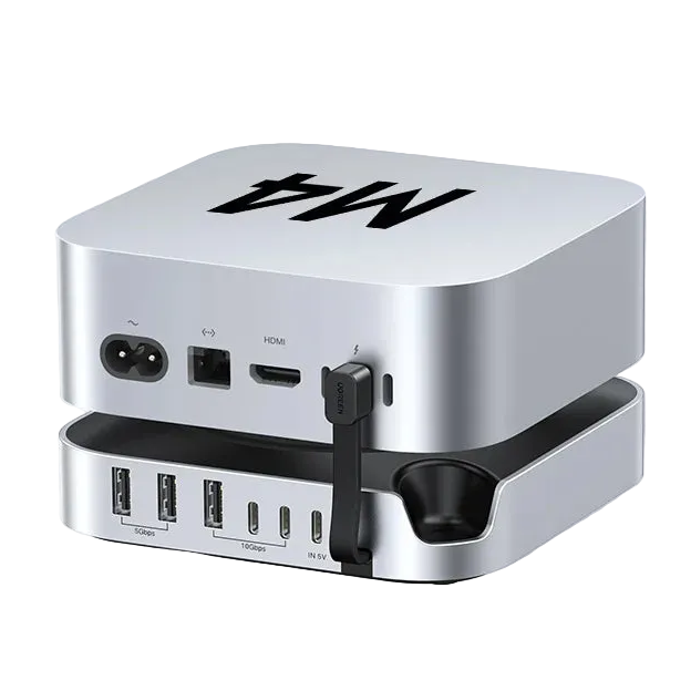 Mac Mini M4 Docking Station 11-in-1 USB-C USB-A NVMe SSD Hub SD TF Card Reader 10Gbps