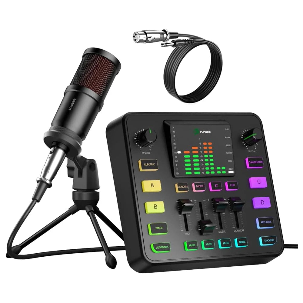 Professional Podcast Equipment Bundle with Audio Mixer and Microphone for Live Streaming