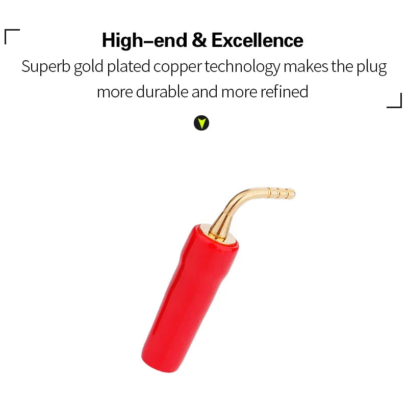 8 Piece 2mm Speaker Wire Banana Plug Set with Gold Plated Screw Lock Connectors