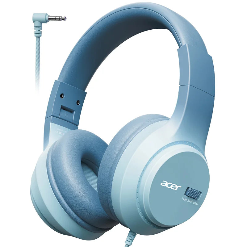 Kids Wired Over Ear Headphones with Volume Limiter and Foldable Design for Study and Travel