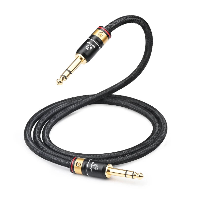 Premium 6.35mm TRS Stereo Guitar Audio Cable with 6N OCC Copper Core for Amplifier and Bass