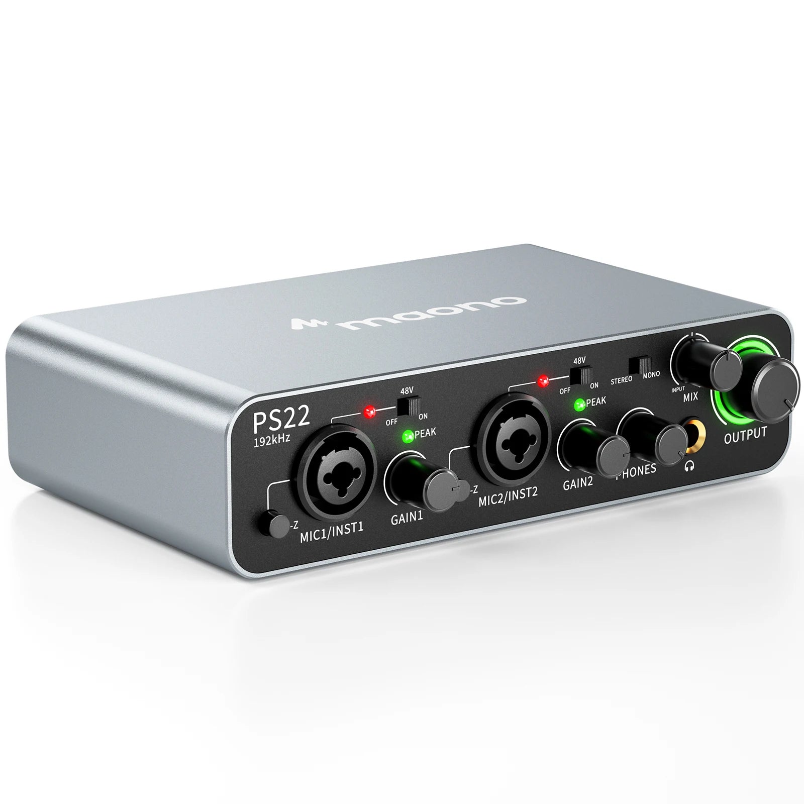 USB Audio Interface with Dual USB Connectivity 24bit 192kHz 60dB Preamp for PC and Phone Recording