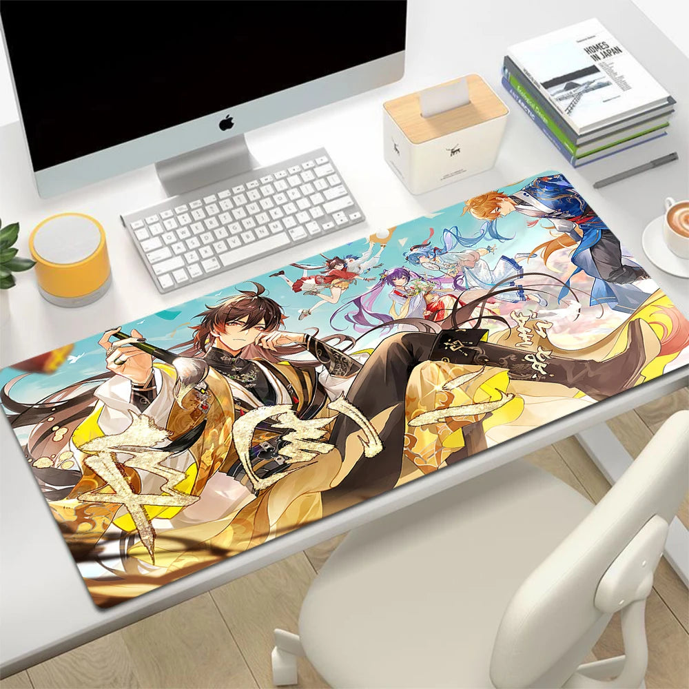 XL Anime Gaming Mouse Pad with Anti-slip Rubber Base, Stitched Edges, Custom Print Options