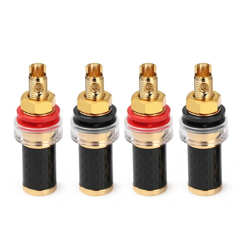 Premium Carbon Fibre Pure Copper Gold Plated Speaker Binding Posts Set of Four