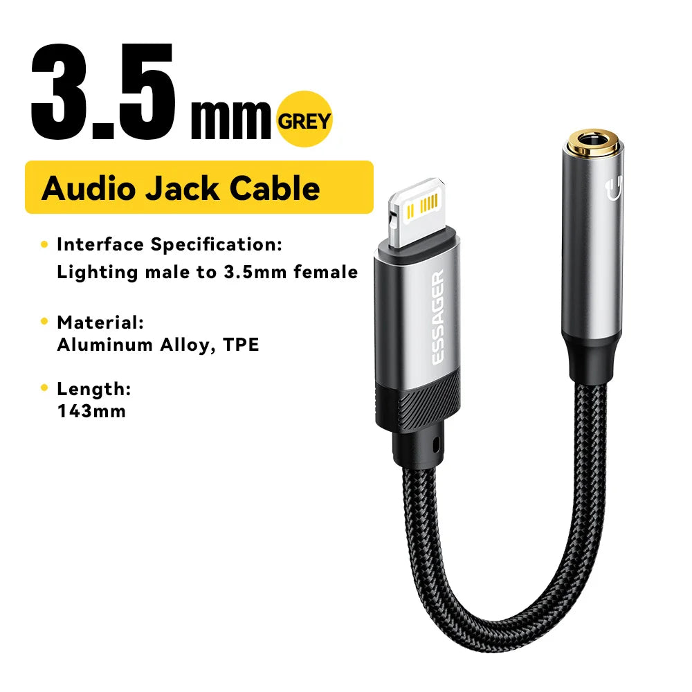 Essager Type-C to 3.5mm Audio Adapter Cable for iPhone 15, Samsung, MacBook & More