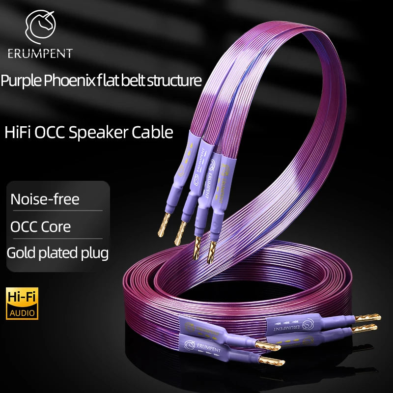High Fidelity Pure Copper Speaker Cable with Gold Plated Connectors for Amplifier Systems