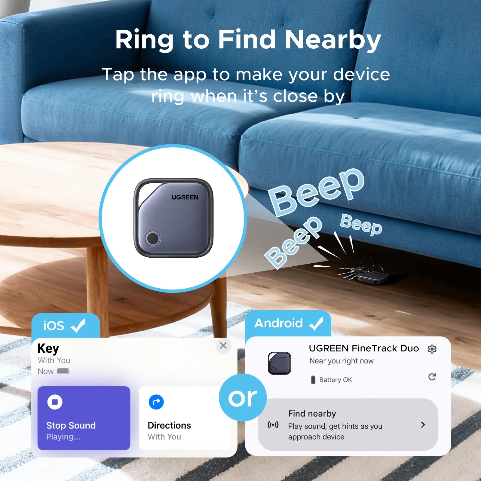 Smart Bluetooth Tracker Card Compatible with iOS Find My and Android Find Hub Apps
