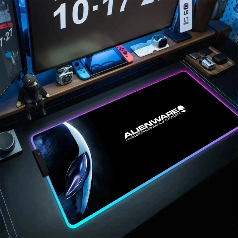 Large RGB LED Mouse Pad with Non-Slip Base, Waterproof Gaming Desk Mat for PC and Laptop Setup
