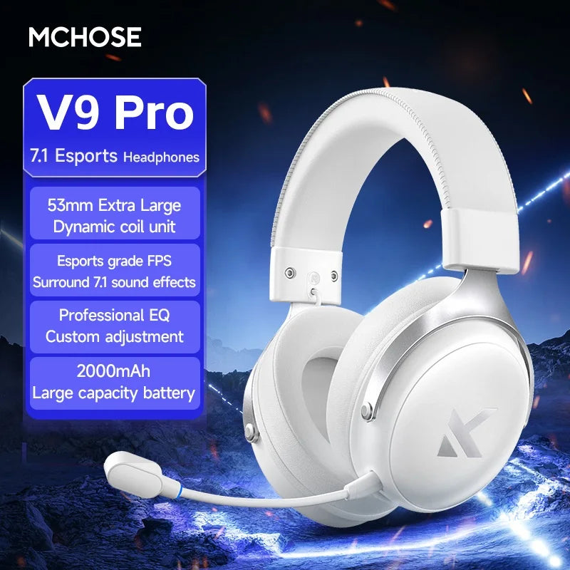 MCHOSE V9 Pro Wireless Gaming Headphones Bluetooth 5.3 with 7.1 Surround and 250Hr Battery