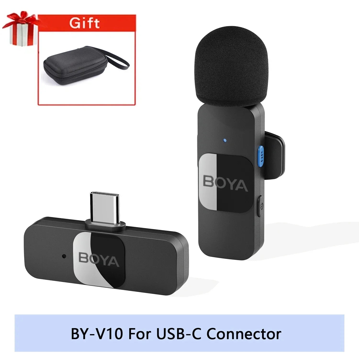 BOYA BY-V Wireless Lavalier Microphone for iPhone Android USB-C Devices Vlogging Recording Streaming