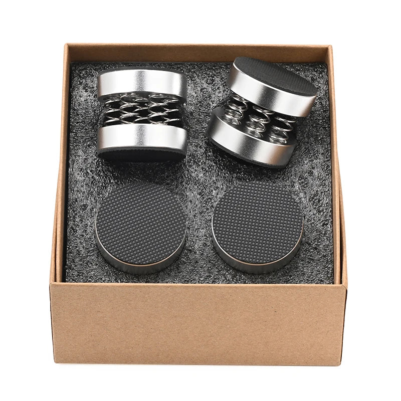 Premium Aluminium Alloy Speaker Isolation Spikes Set with Spring Damping Pads for HiFi Audio