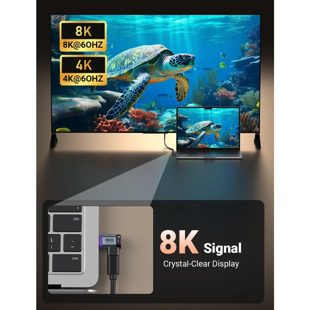 USB C Magnetic Adapter 40Gbps 8K 60Hz 240W PD Fast Charge Converter for Laptops and Devices