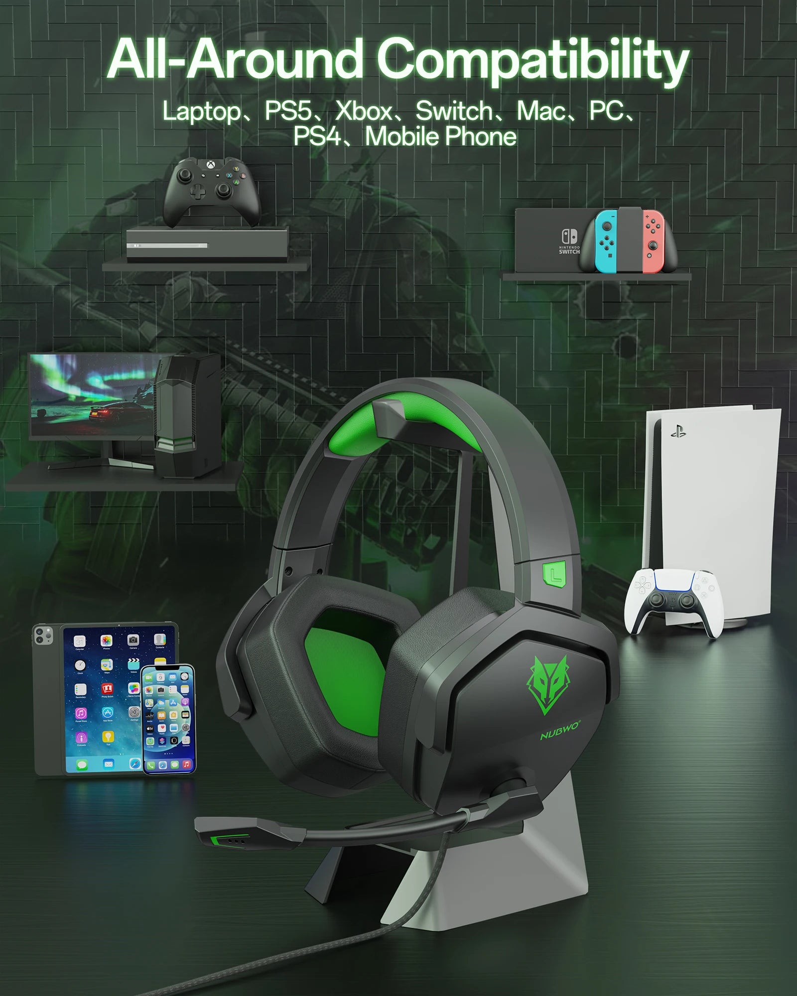 Wired Gaming Headset with Noise Cancelling Microphone and Immersive Stereo Audio for Consoles