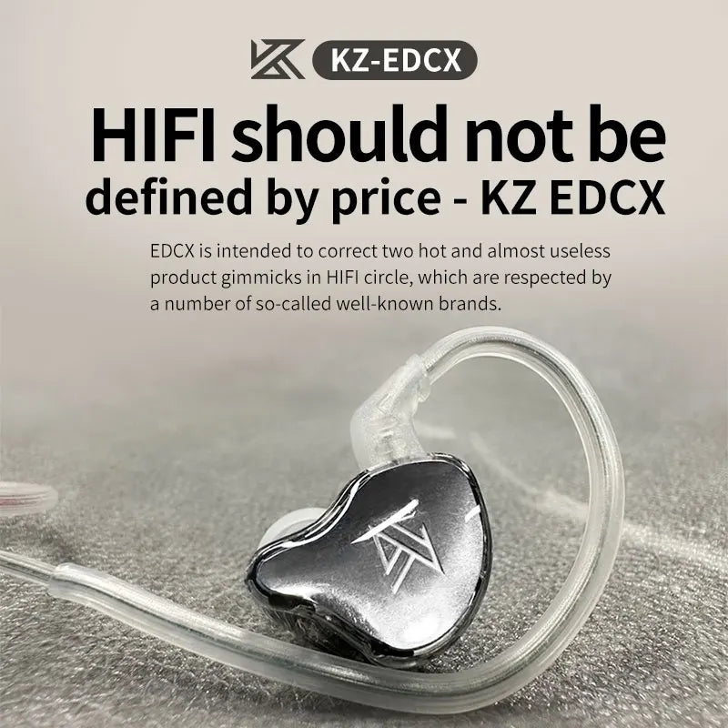 KZ EDCX Wired In-Ear Earphones with Mic, 3.5mm Plug, HiFi Sound, and Noise Isolation