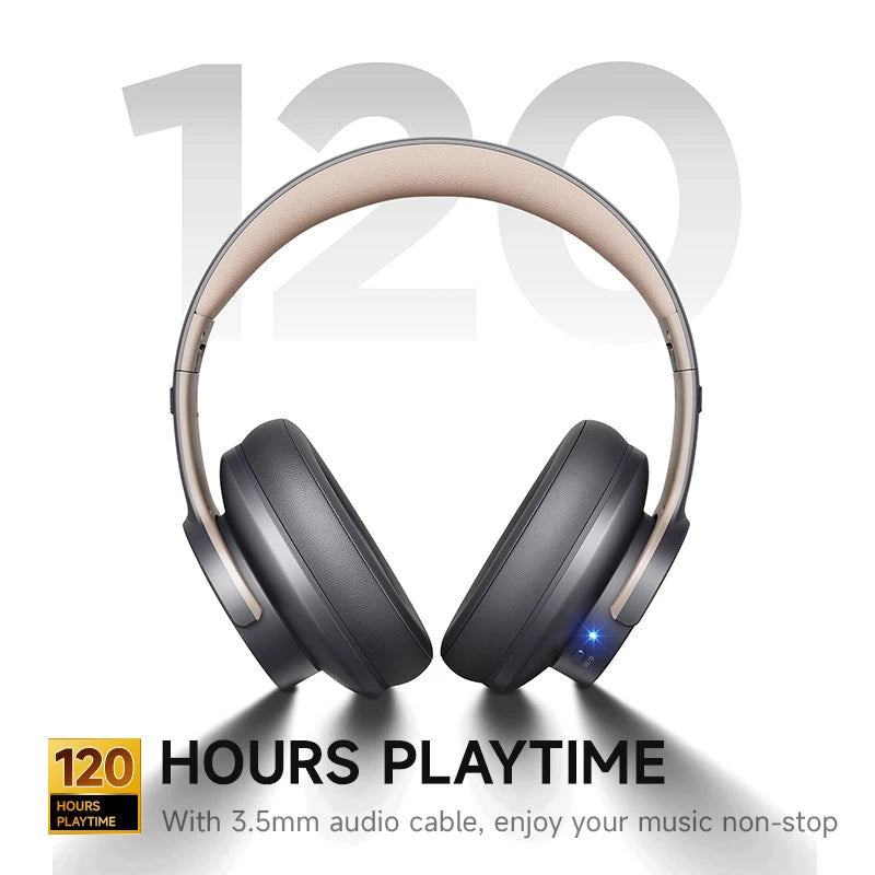 Wireless Over Ear Bluetooth Headphones 120 Hour Battery Low Latency 3EQ Modes Built-In Mic