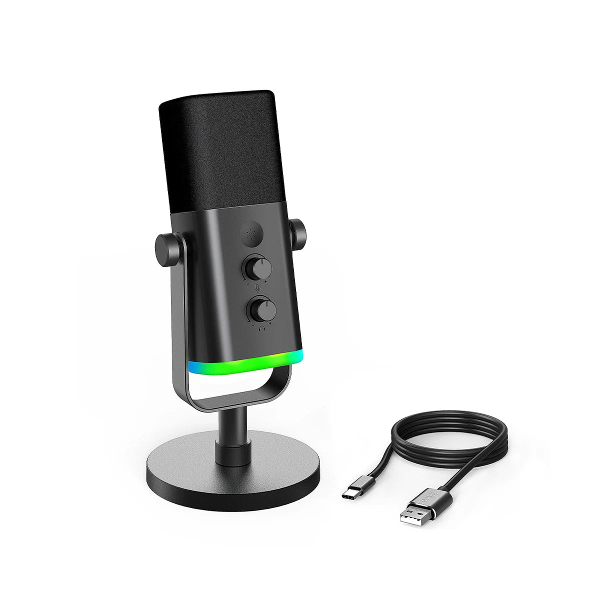 USB/XLR Dynamic Gaming Microphone with RGB Lighting Headphone Jack Mute Control for Streaming