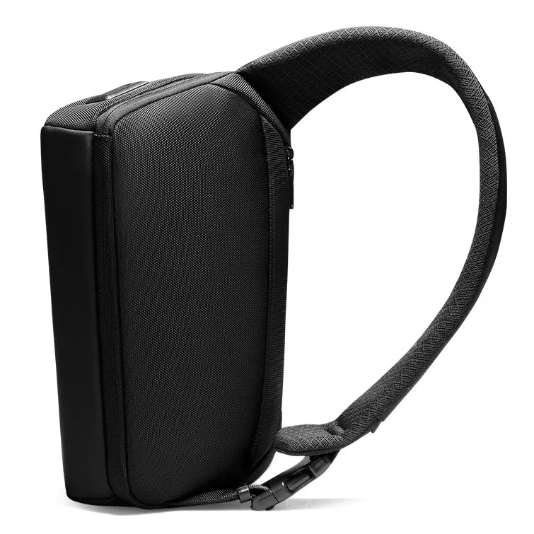 Black Minimalist Sling Messenger Bag for Men Water Resistant Lightweight Chest and Shoulder Design