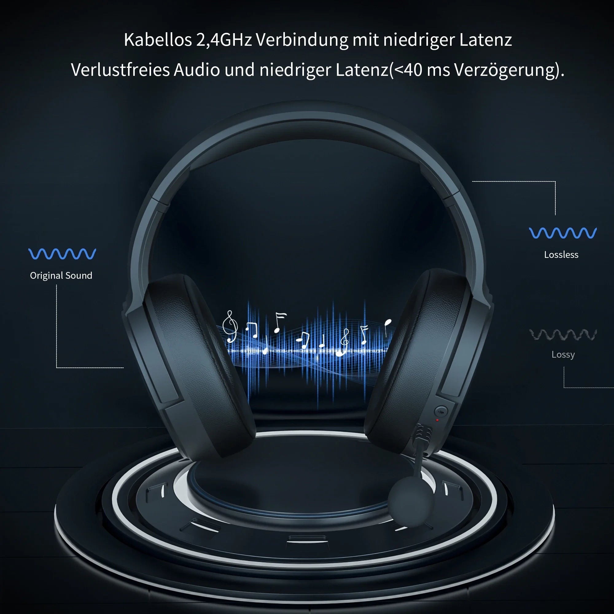 Wireless Gaming Headset with Bluetooth 5.2 and Noise Cancelling Microphone for PC and Console
