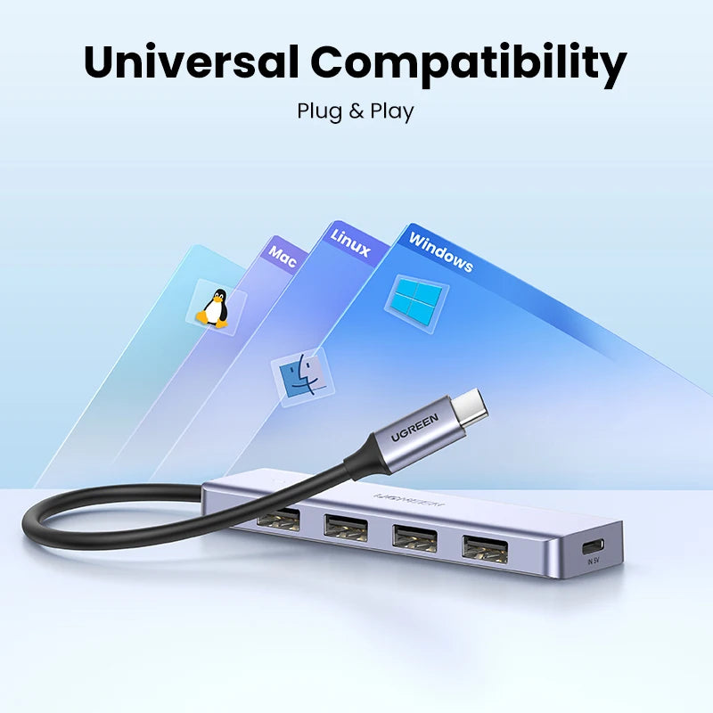 USB-C Hub 4 Ports USB 3.0 Splitter Adapter Type C to USB-A Hub for MacBook iPad Pro Samsung